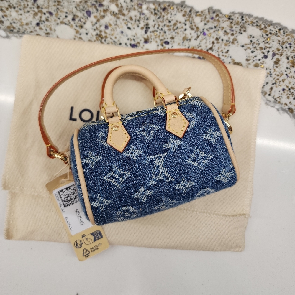 LOUIS VUITTON 2025 LV x TM Murakami Cerises Cherry Denim Micro Speedy Bag Charm - Picture 4 of 8